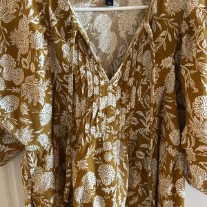 Zara Floral Print Dress in Mustard and White